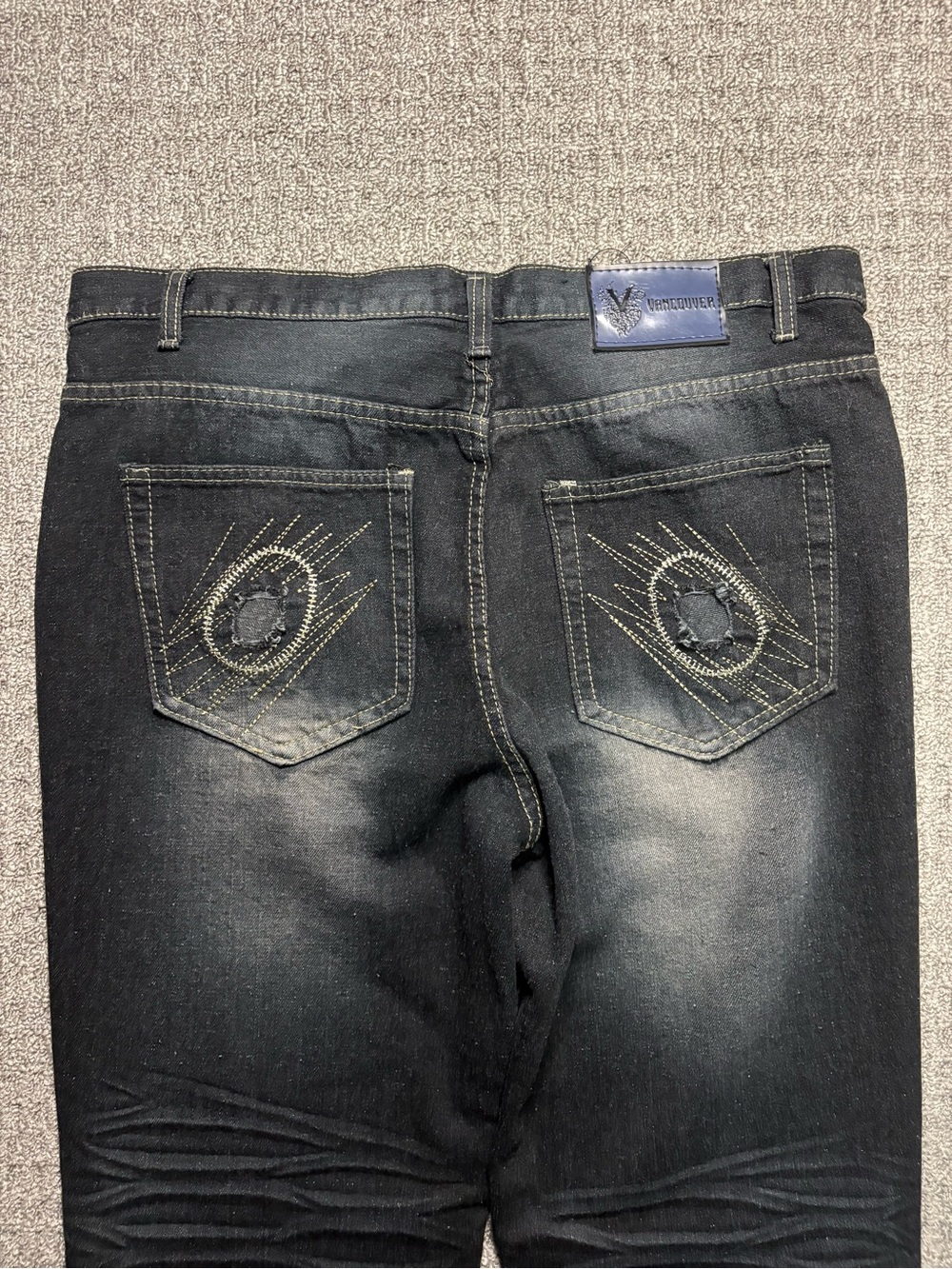Y2K 2000s skater style Embroidered Ripped Baggy Black Jeans | $40